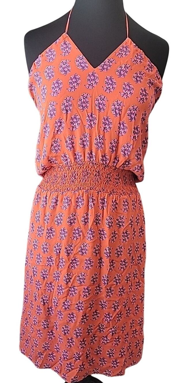 Tory Burch Womens Retro Poppy Print 100% Silk Halter Dress Red Size 0 Luxury